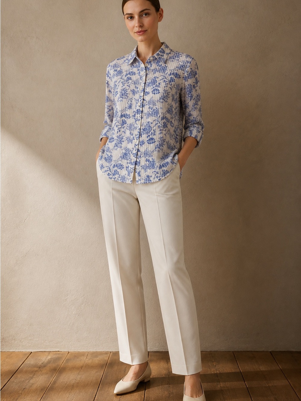 Bon Worth Floral Roll -up Blouse